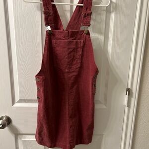 Forever 21 Dark Blush/ Maroon Denim Corduroy Overall Dress